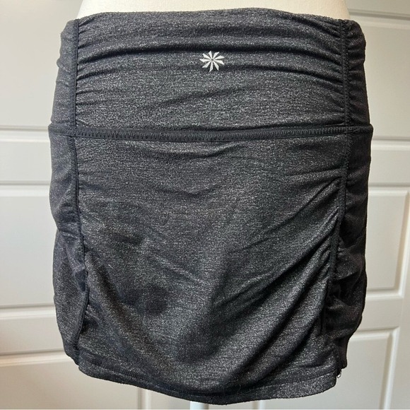 Athleta Black Sparkle Ruched Athletic Skirt Skort Shorts Built In Size‎ M - Picture 4 of 7